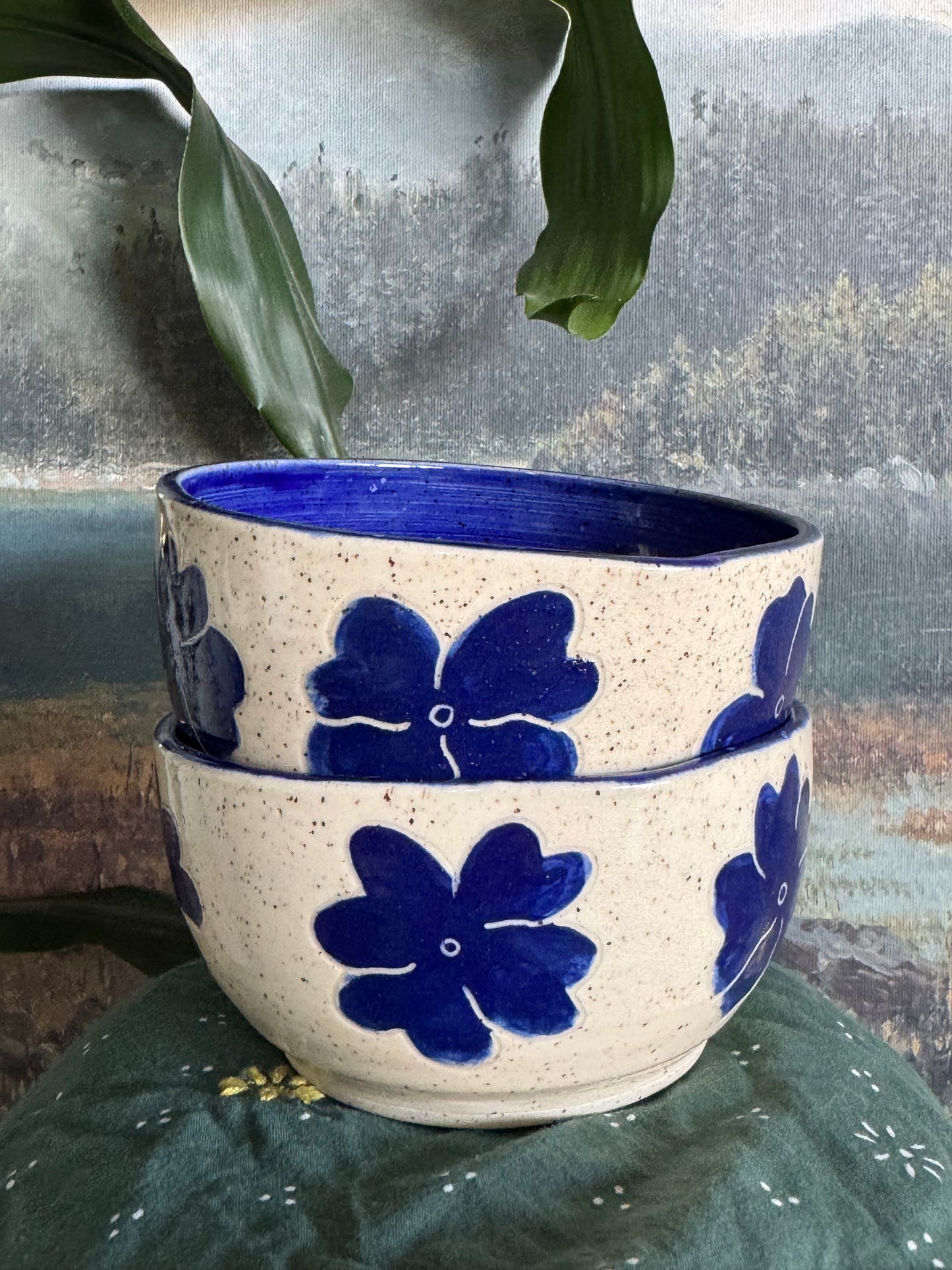 Blue Flower Matcha Bowl