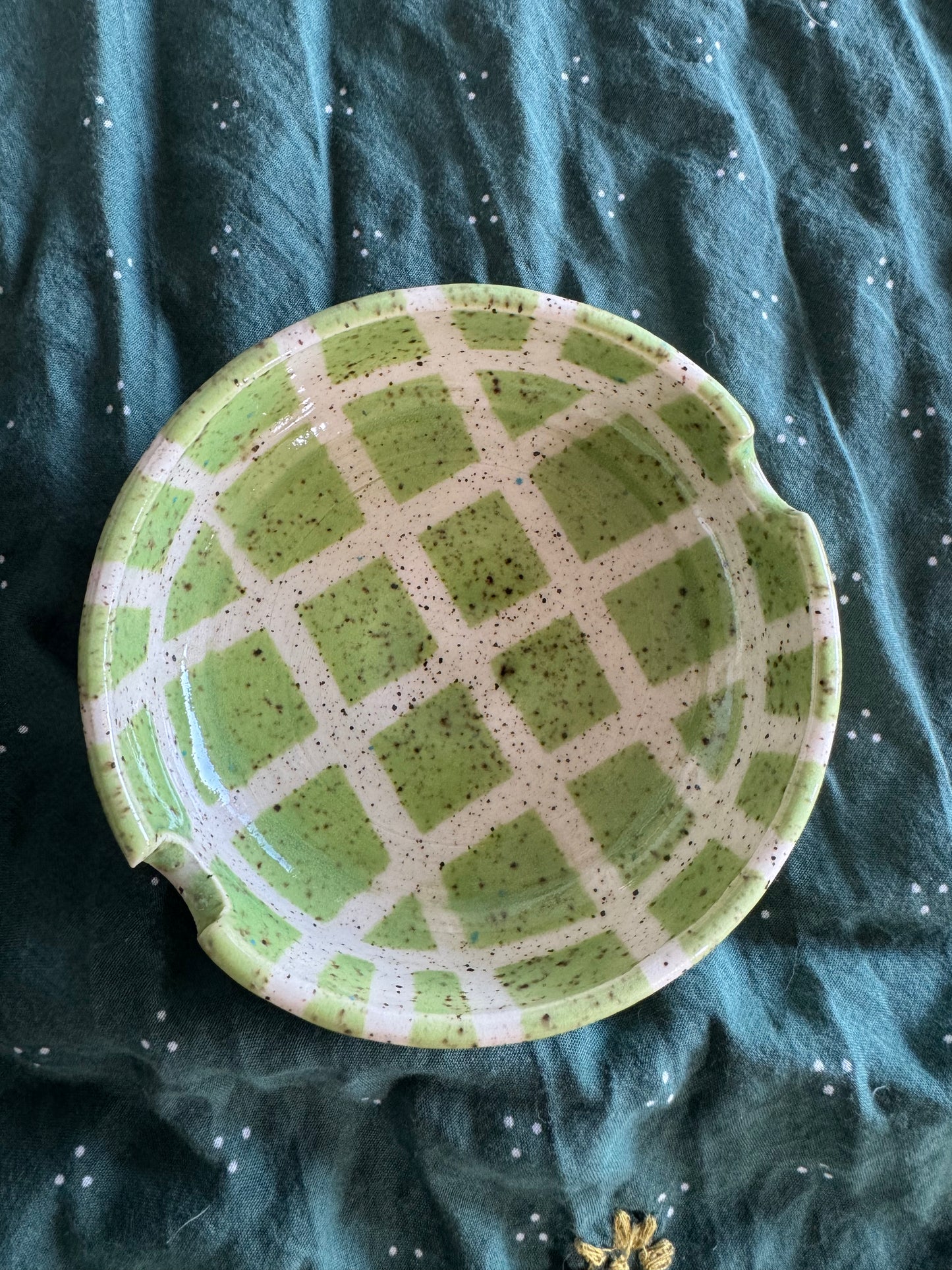 Green Checkered Ashtray