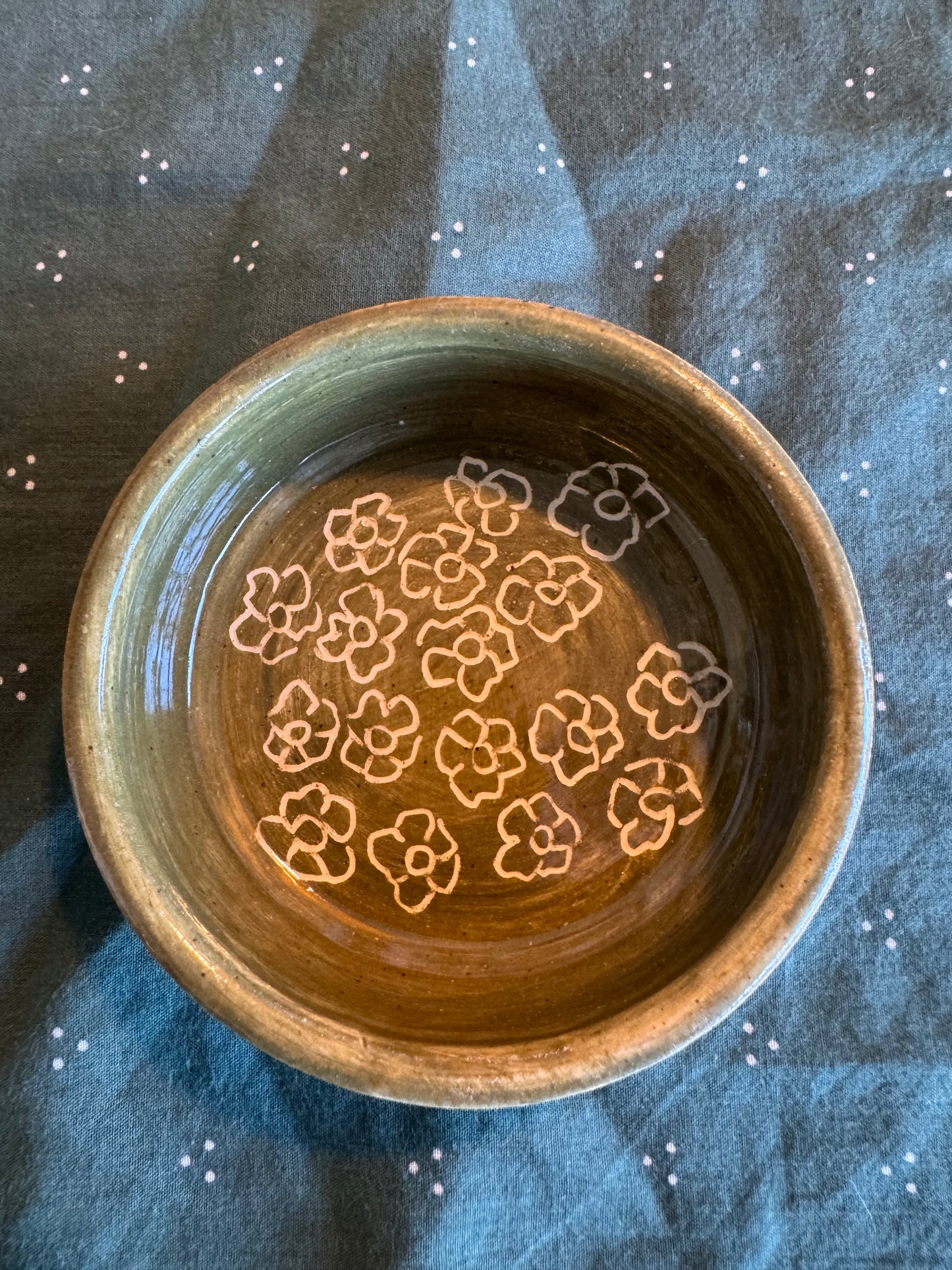 Mini Green Carved Flower Dish