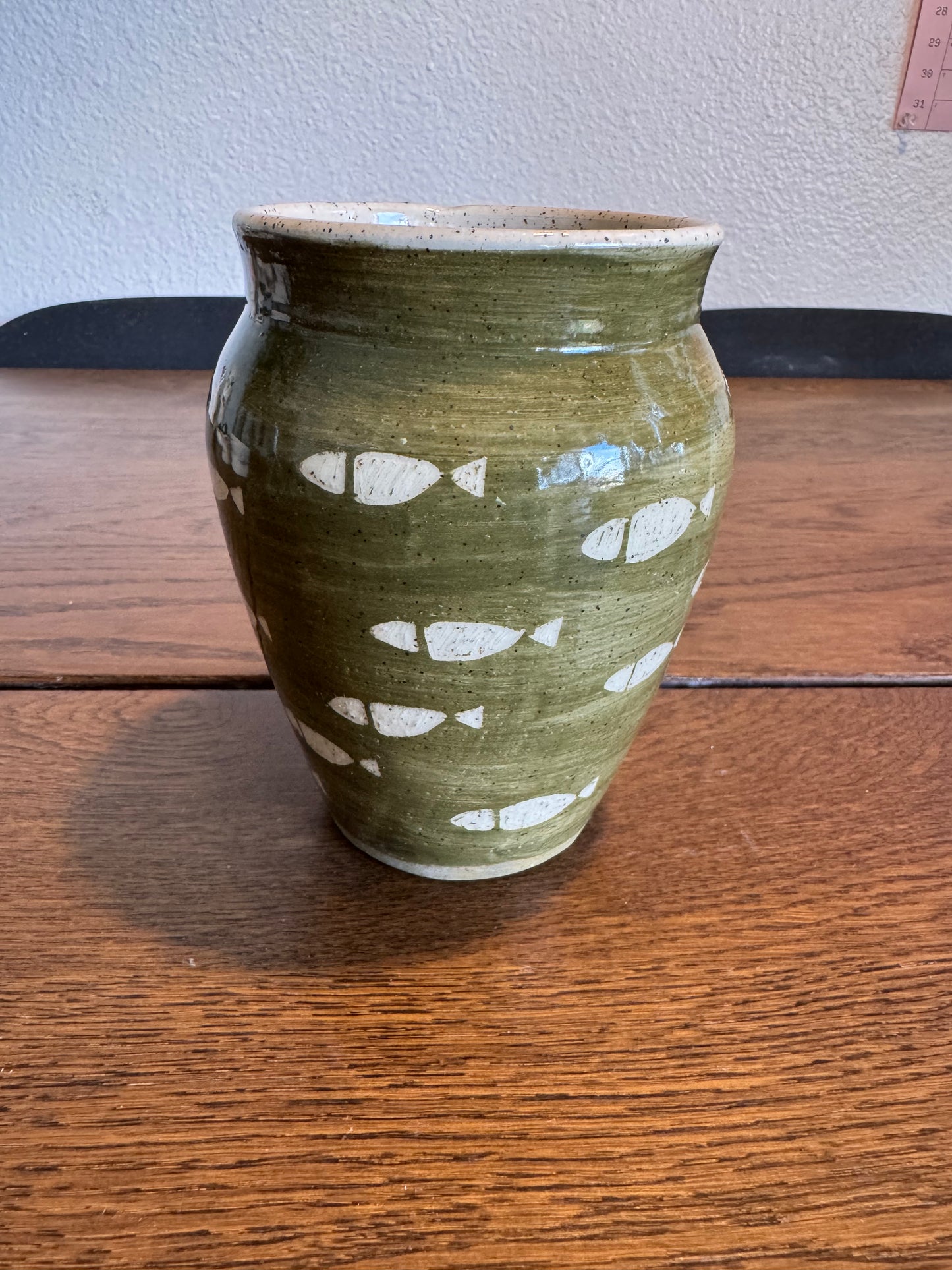 medium green fish vase