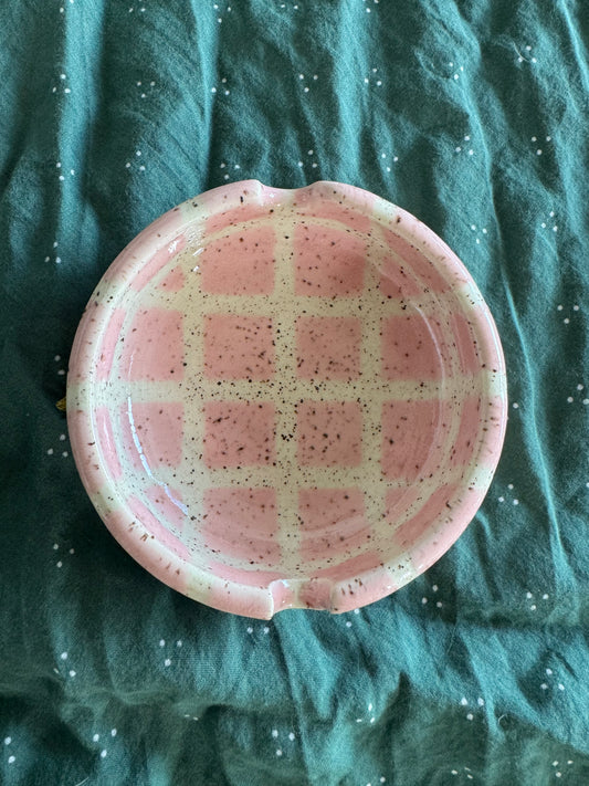 Pink Checkered Ashtray