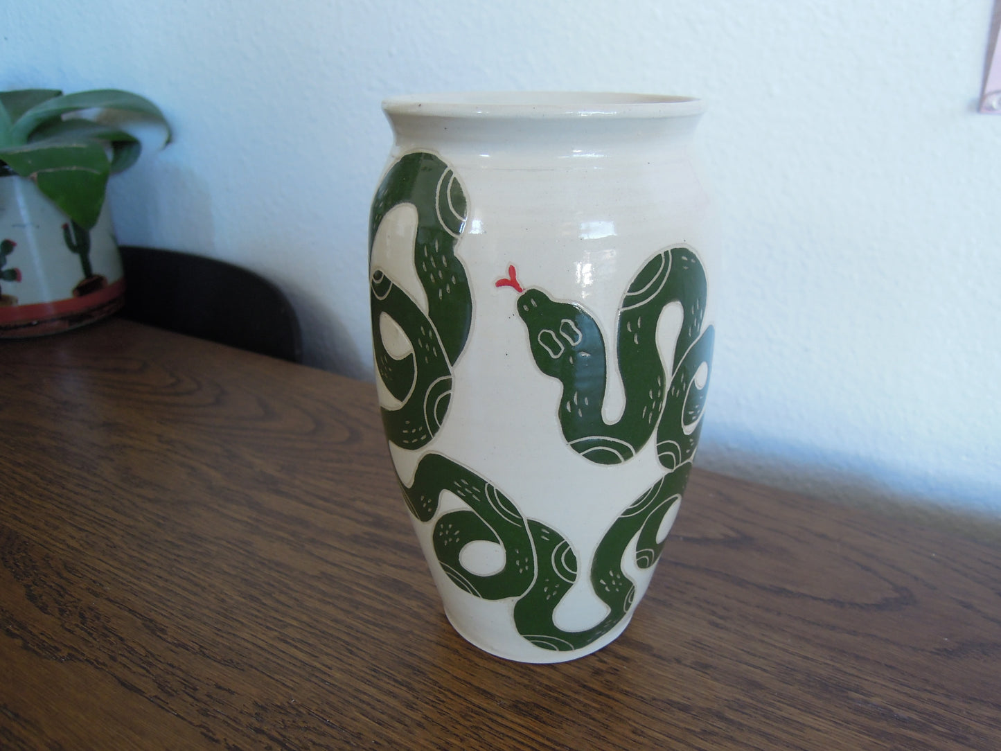 green snake vase