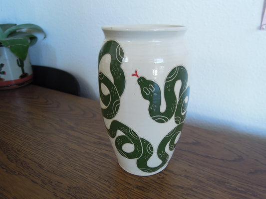 green snake vase