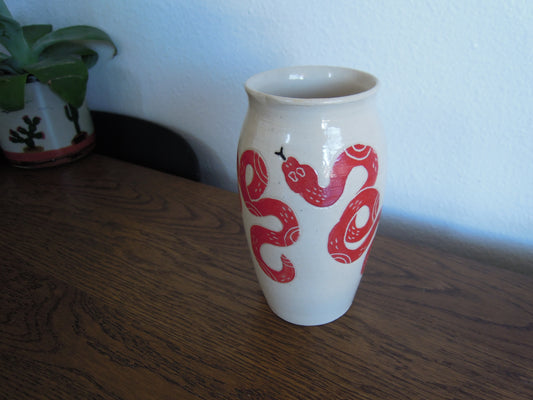 red snake vase
